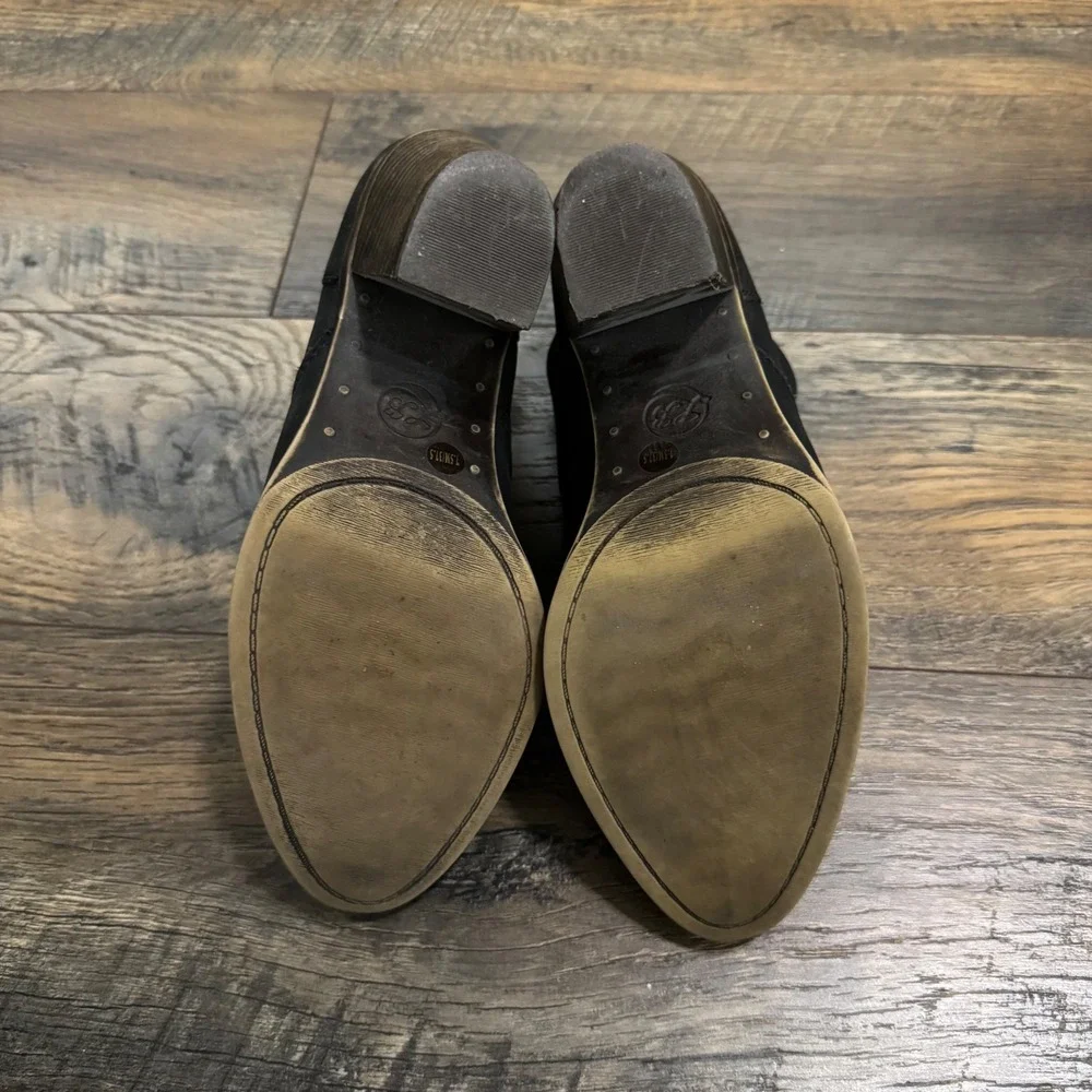 Lucky Brand‎ Ellen Black Leather Ankle Booties Women's 7.5 Western Heeled Boots